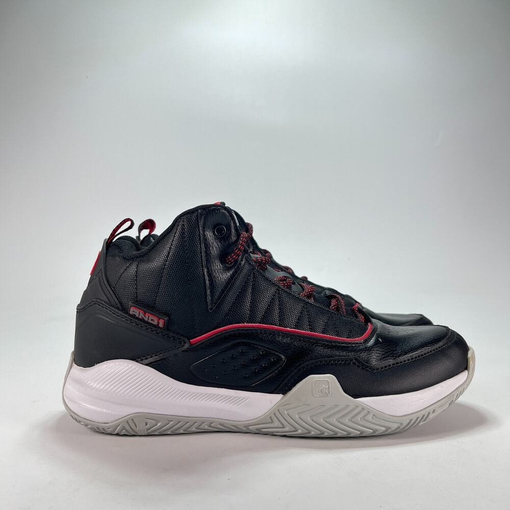 AND1 Streetball Black Red High Top Basketball Shoes Men's Size 11 Y2K Vintage